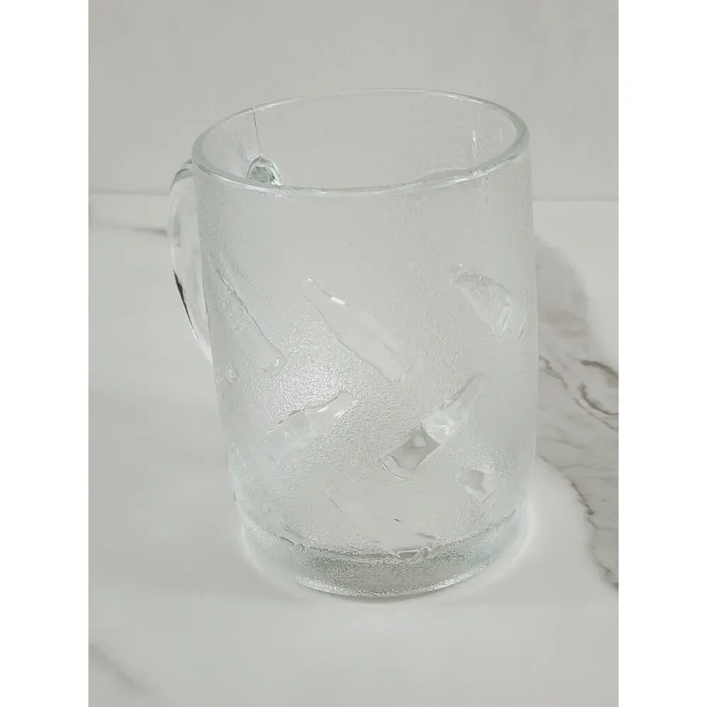 Coca Cola Frosted Glass Coffee Mug Embossed Logo 12oz Tea Cup 4